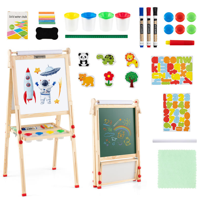 Kids Art Easel - Детский складной двусторонний деревянный мольберт 3-в-1